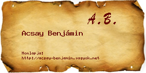 Acsay Benjámin névjegykártya
